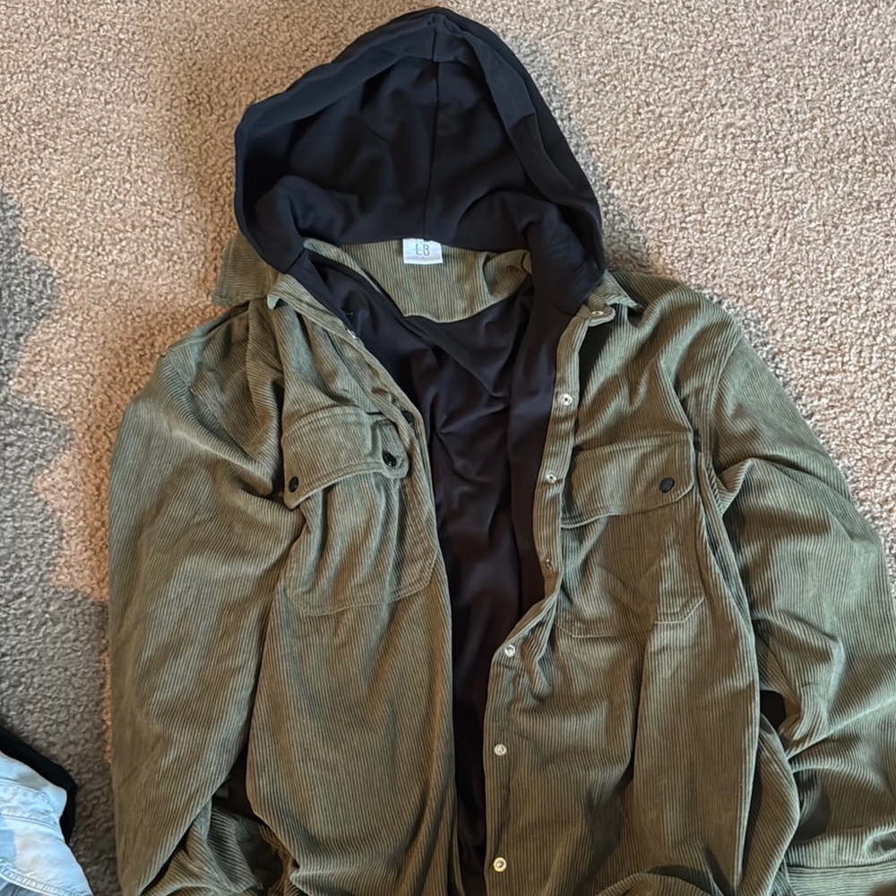 Little Bipsy Green and Black Lightweight Shirt Jacket